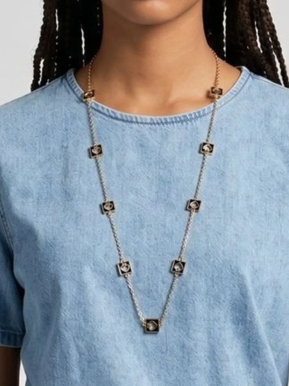 NWT Kate Spade Holepunch Spade Necklace Gold Black 32